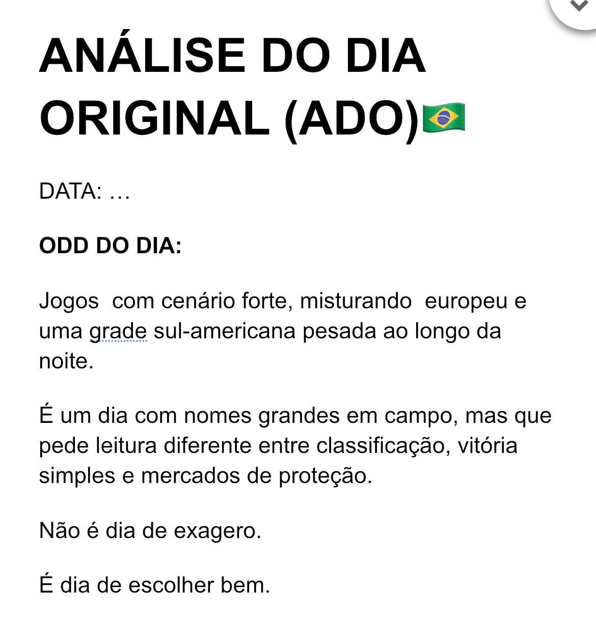 Análise do Dia original (ADO)